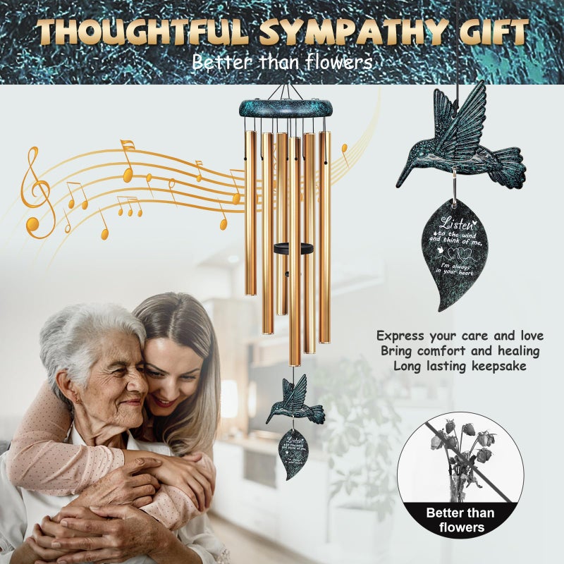 Synhonty Sympathy Wind Chimes for Outside Deep Tone  Memorial for Loss of Loved One Prime  Bereavement Condolence Remembrance Funeral Gifts for Grieving Friends Loss of Mother Father - Image 2